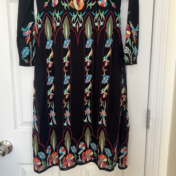 New Zara Women’s Black Embellished Embroidered Dress, Size Medium - Picture 3 of 5